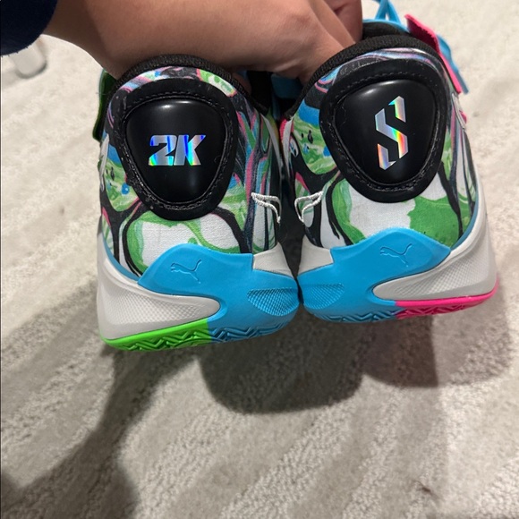 Puma Court Rider 2 Zeros Basketball Shoes‎ Pink Green Blue Tie Dye Mens - Picture 9 of 13